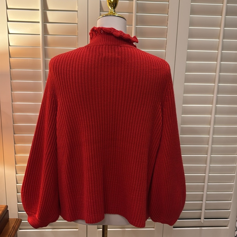 Tuckernuck Red Ruffle Neck Sweater - Picture 4 of 6